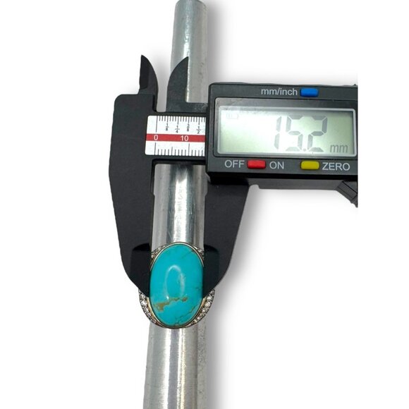 KRH Sterling Silver Oval Turquoise White Spinel Ring Size 7.5 - Picture 12 of 13